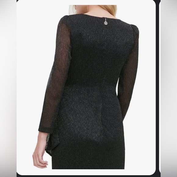 TOMMY HILFIGER Womens Black Belted Heather, The Knee Cocktail Sheath Dress 8 - Picture 2 of 7